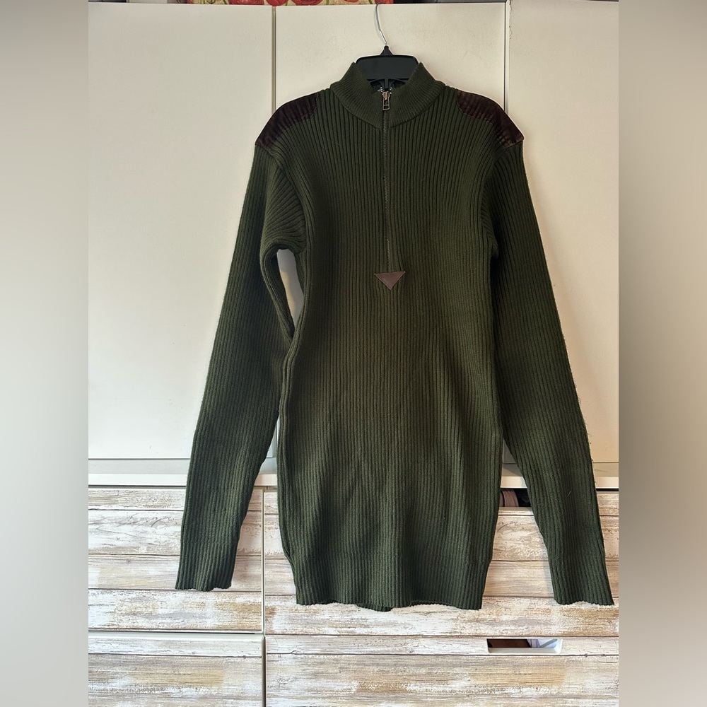 🧥 Rothco Olive Green Military Commando Zip Sweater Men’s XL Tactical Ribbed
